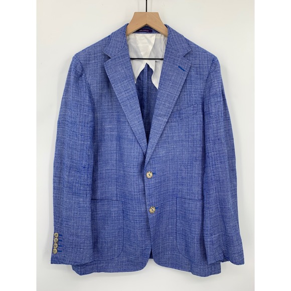 Marco Valentino Blazer Mens 42 Blue Reda Wool Linen Unstructured Italy - Picture 2 of 12